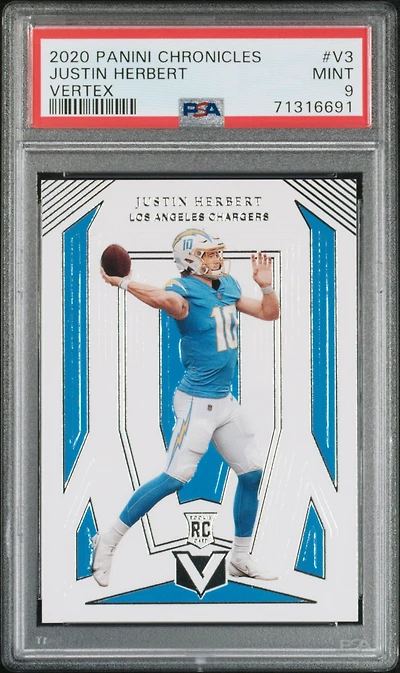 2020 Panini Chronicles Vertex V3 Justin Herbert PSA 9