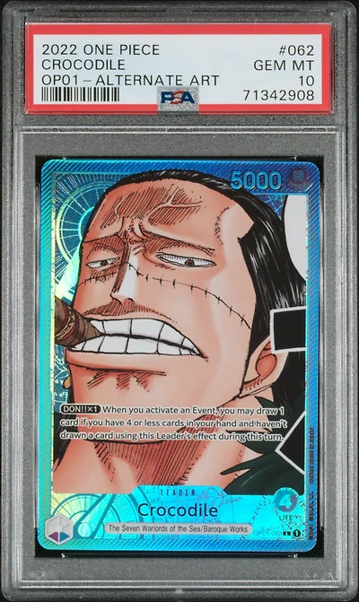 2022 One Piece Op01-romance Dawn 062 Crocodile Alternate Art PSA 10