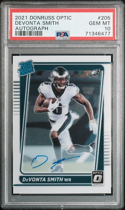2021 Panini Donruss Optic 205 Devonta Smith Autograph PSA 10