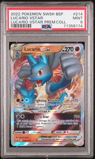 2022 Pokemon Swsh Black Star Promo 214 Lucario Vstar Lucario Vstar Premium Collection PSA