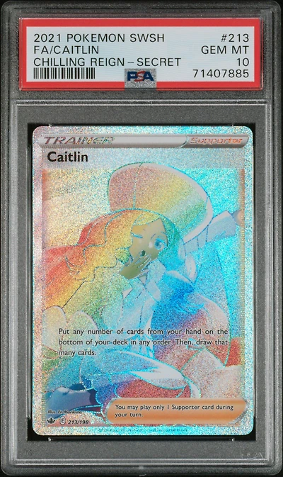 2021 Pokemon Sword & Shield Chilling Reign 213 Full Art/caitlin Secret PSA