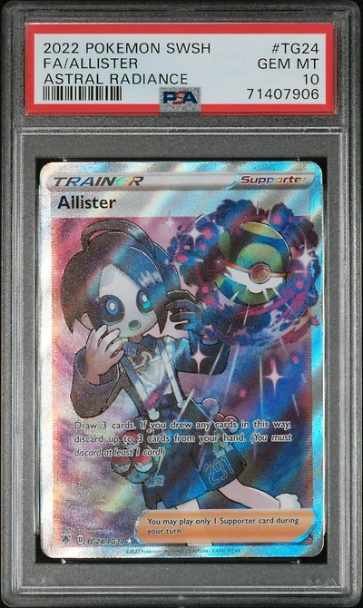 2022 Pokemon Sword & Shield Astral Radiance Tg24 Full Art/allister PSA 10