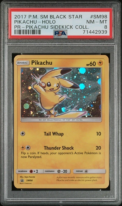 2017 Pokemon Sm Black Star Promo Sm98 Pikachu-holo Pikachu Sidekick Collection PSA