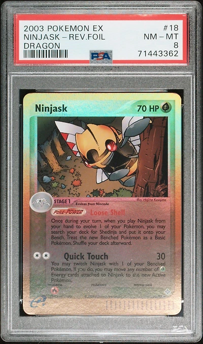 2003 Pokemon Ex Dragon 18 Ninjask-reverse Foil PSA 8