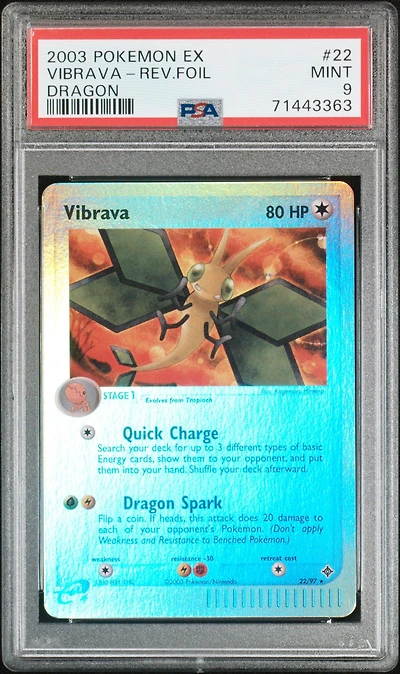 2003 Pokemon Ex Dragon Vibrava-reverse Foil PSA 9