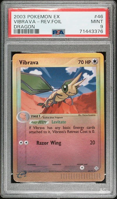 2003 Pokemon Ex Dragon Vibrava-reverse Foil PSA 9