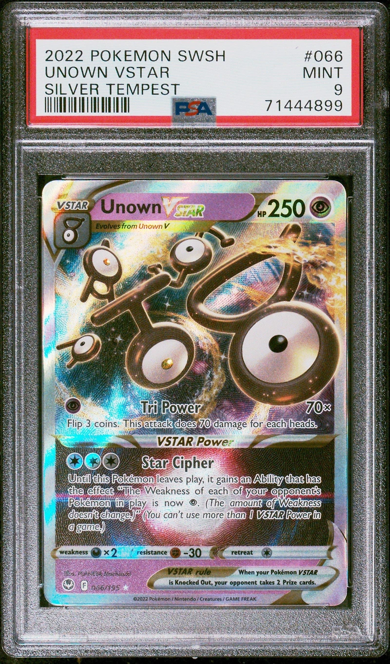 2022 Pokemon Sword & Shield Silver Tempest 066 Unown Vstar PSA