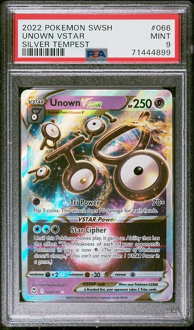 2022 Pokemon Sword & Shield Silver Tempest 066 Unown Vstar PSA