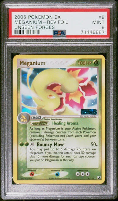 2005 Pokemon Ex Unseen Forces 9 Meganium-reverse Foil PSA 9