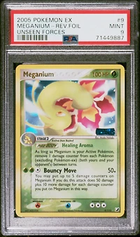 2005 Pokemon Ex Unseen Forces 9 Meganium-reverse Foil PSA 9