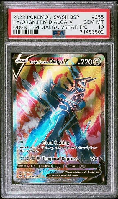 2022 Pokemon Swsh Black Star Promo 255 Full Art/origin Forme Dialga V Origin Forme Dialga Vstar Premium Collection PSA 10