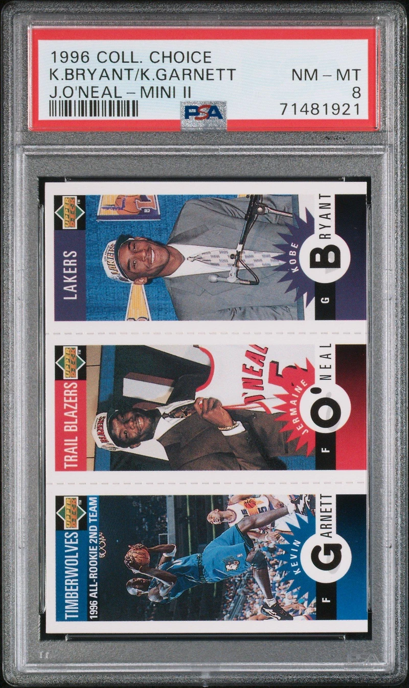 1996 Collector's Choice Mini Ii Jermaine O'neal/kobe Bryant/kevin Garnett PSA 8