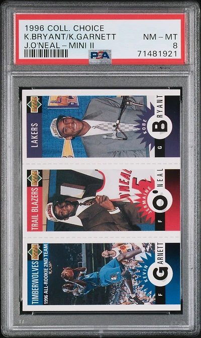 1996 Collector's Choice Mini Ii Jermaine O'neal/kobe Bryant/kevin Garnett PSA 8