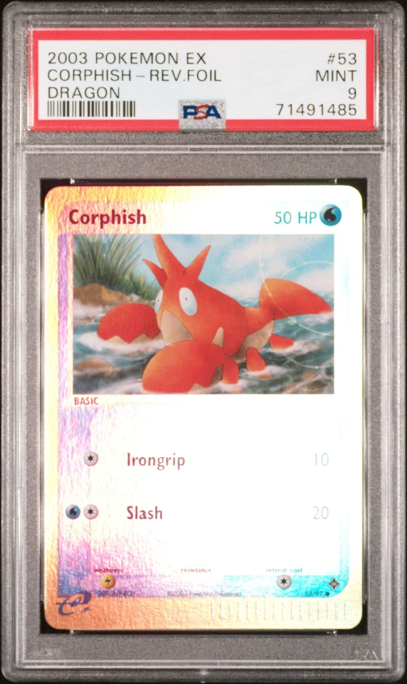 2003 Pokemon Ex Dragon 53 Corphish-reverse Foil PSA 9