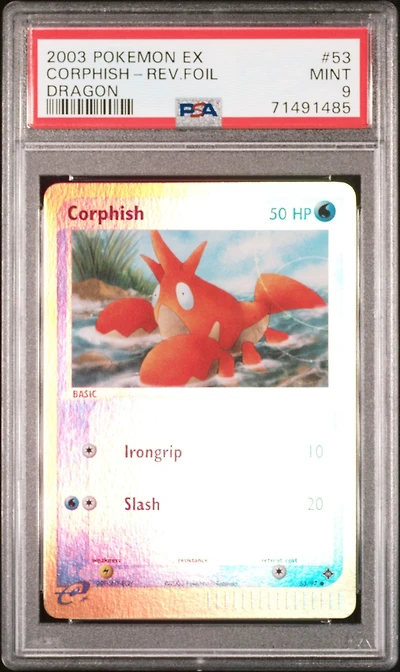 2003 Pokemon Ex Dragon 53 Corphish-reverse Foil PSA 9