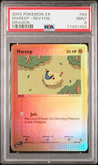 2003 Pokemon Ex Dragon 64 Mareep-reverse Foil PSA 9