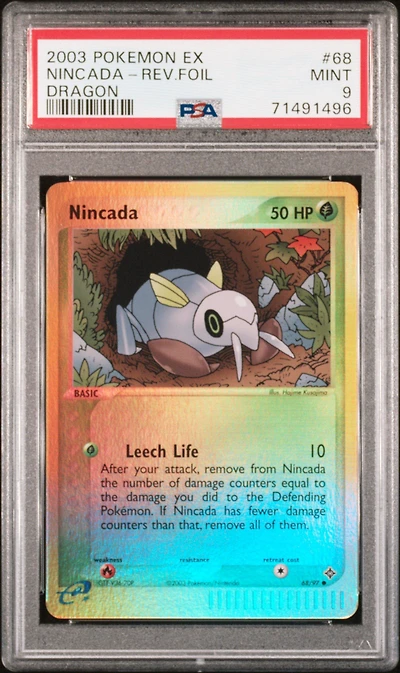2003 Pokemon Ex Dragon 68 Nincada-reverse Foil PSA 9