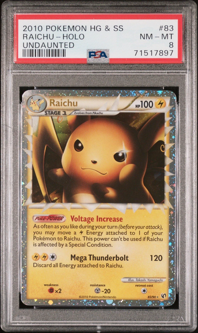 2010 Pokemon Heartgold & Soulsilver Undaunted 83 Raichu-holo PSA