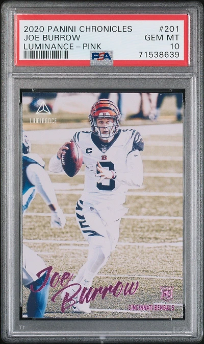 2020 Panini Chronicles Luminance 201 Joe Burrow PSA 10