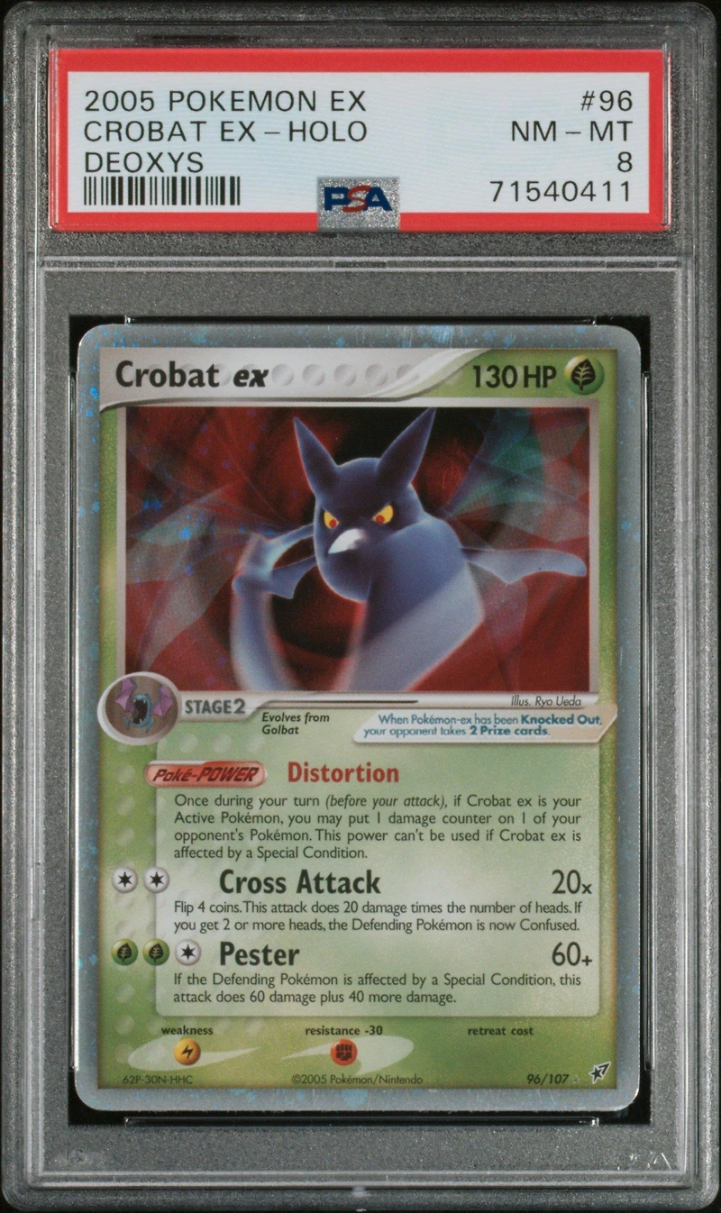 2005 Pokemon Ex Deoxys 96 Crobat Ex-holo PSA 8