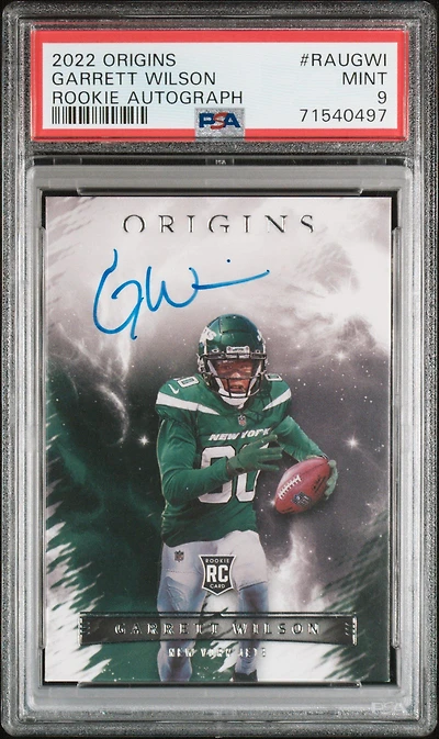 2022 Panini Origins Rookie Autographs Raugwi Garrett Wilson PSA 9