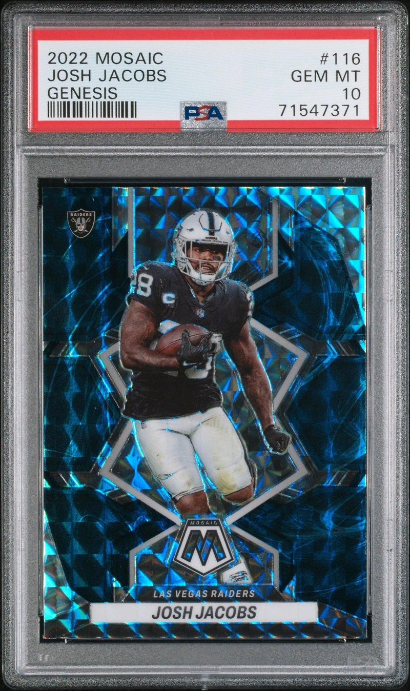 2022 Panini Mosaic 116 Josh Jacobs Genesis PSA 10