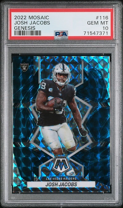 2022 Panini Mosaic 116 Josh Jacobs Genesis PSA 10