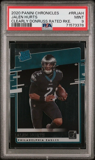 2020 Panini Chronicles Clearly Donruss Rated Rookies Rrjah Jalen Hurts PSA