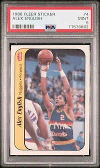 1986 Fleer Sticker 4 Alex English PSA 9
