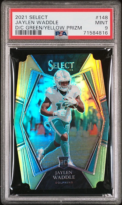 2021 Panini Select 148 Jaylen Waddle Die-cut / Prizm PSA 9