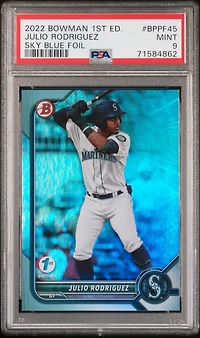 2022 Bowman 1st Edition Bppf45 Julio Rodriguez Sky Blue Foil PSA 9