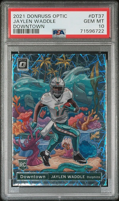 2021 Panini Donruss Optic Downtown Dt37 Jaylen Waddle PSA 10