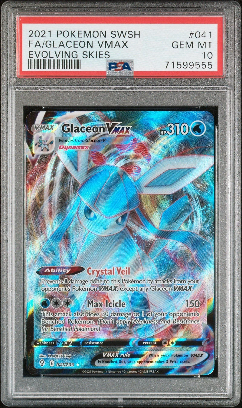 2021 Pokemon Sword & Shield Evolving Skies 041 Fa/glaceon Vmax PSA 10