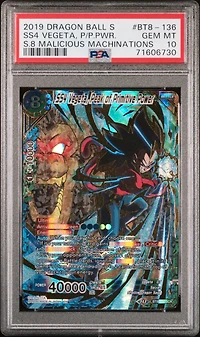 2019 Dragon Ball Super Card Game Series 8 Malicious Machinations Bt8-136 Ss4 Vegeta, Peak Of Primitive Power Secret Rare PSA 10
