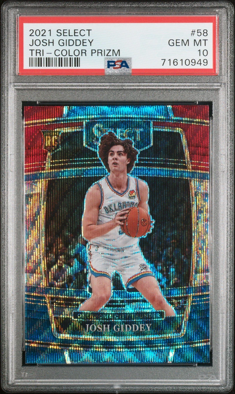 2021 Panini Select 58 Josh Giddey Tri-color Prizm PSA 10