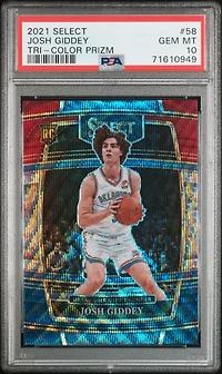 2021 Panini Select 58 Josh Giddey Tri-color Prizm PSA 10
