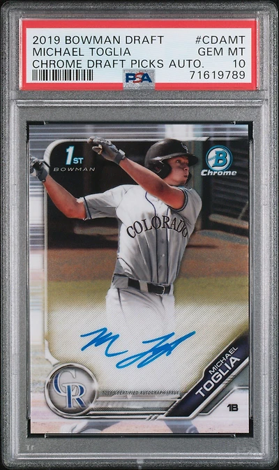 2019 Bowman Draft Chrome Draft Picks Autograph Cdamt Michael Toglia PSA 10