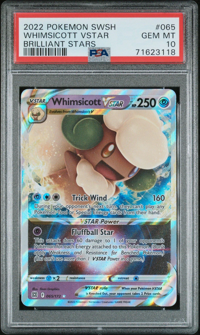 2022 Pokemon Sword & Shield Brilliant Stars 065 Whimsicott Vstar PSA 10