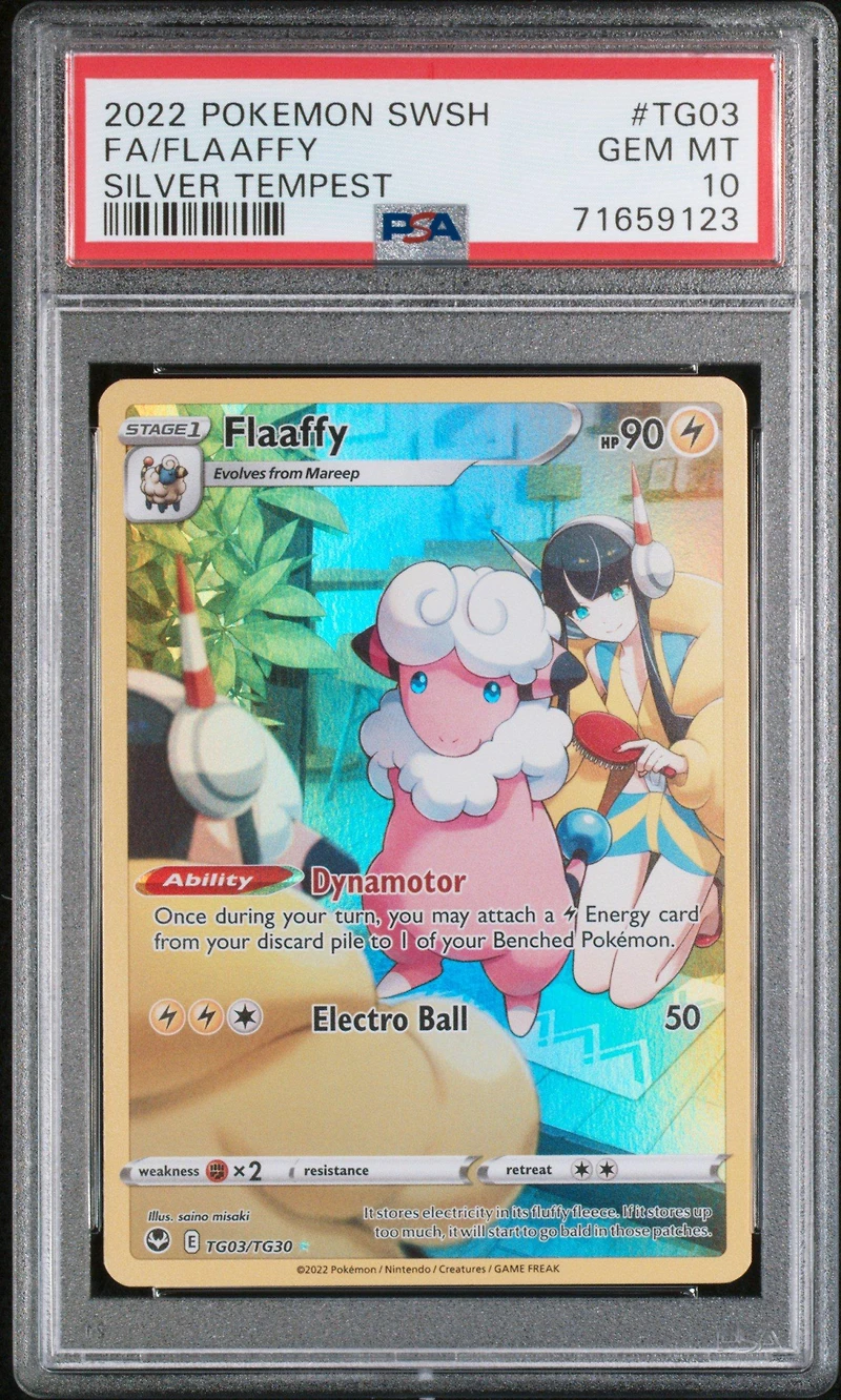 2022 Pokemon Sword & Shield Silver Tempest Tg03 Full Art/flaaffy PSA