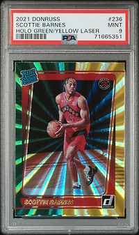 2021 Panini Donruss 236 Scottie Barnes Holo Green/yellow Laser PSA 9