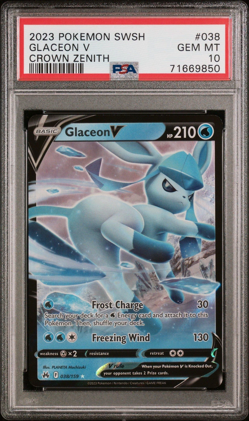 2023 Pokemon Sword And Shield Crown Zenith 038 Glaceon V PSA 10
