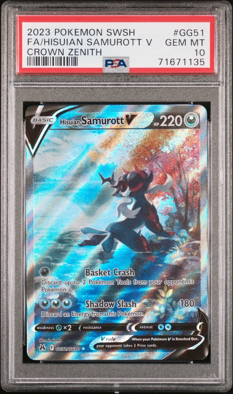 2023 Pokemon Sword And Shield Crown Zenith Gg51 Full Art/hisuian Samurott V PSA