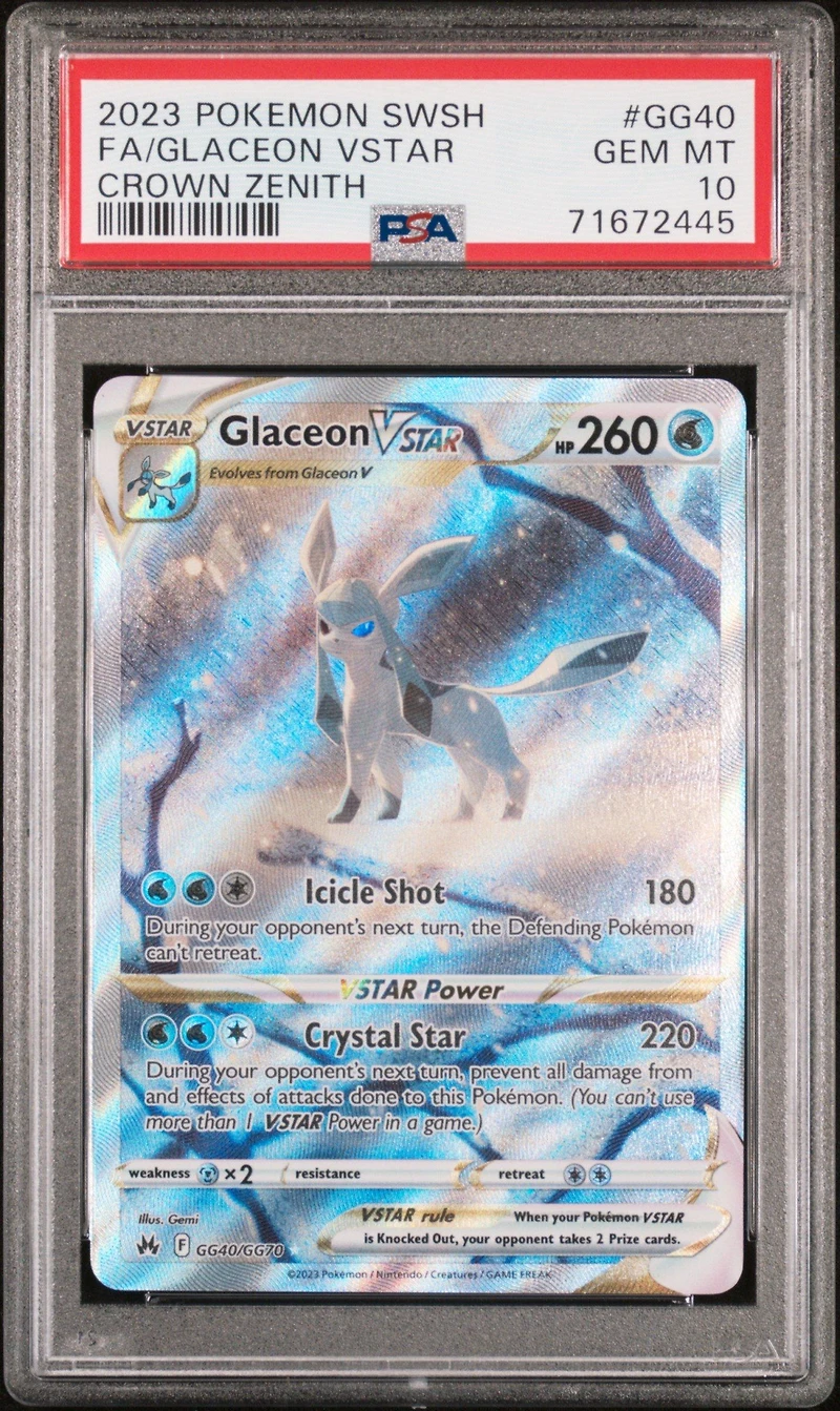 2023 Pokemon Sword And Shield Crown Zenith Gg40 Full Art/glaceon Vstar PSA