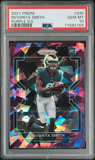 2021 Panini Prizm 335 Devonta Smith Purple Ice PSA 10