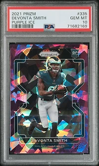 2021 Panini Prizm 335 Devonta Smith Purple Ice PSA 10