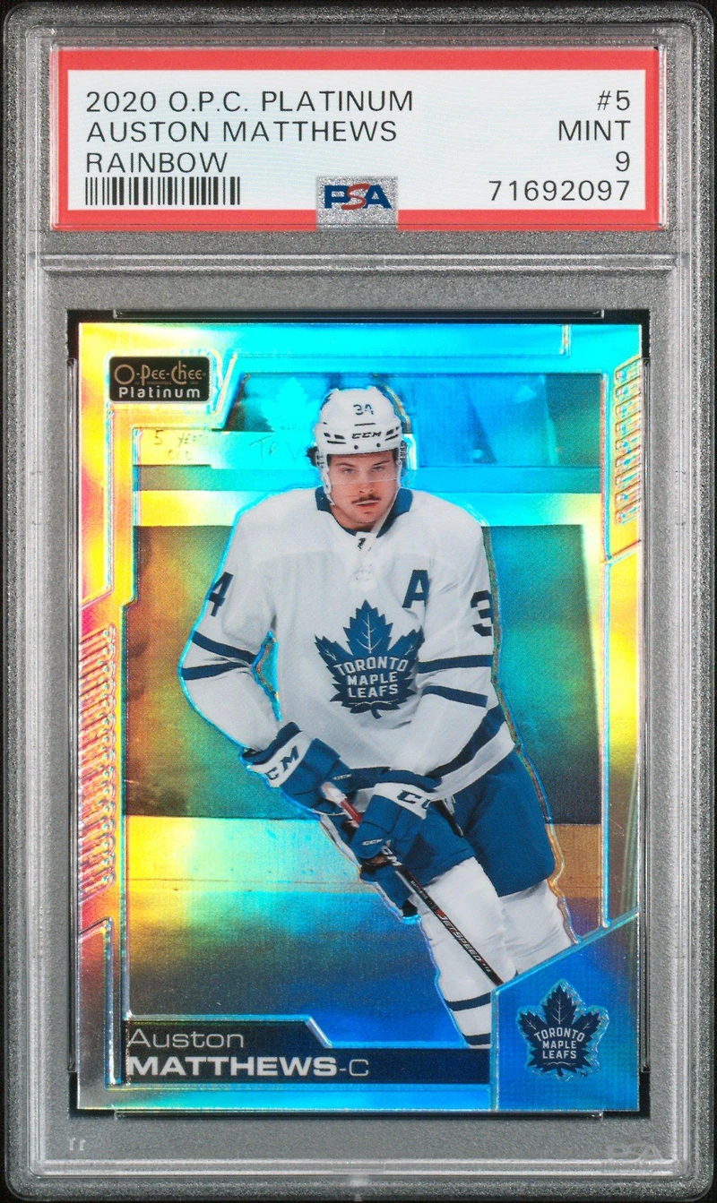 O-pee-chee Platinum Auston Matthews Rainbow PSA 9