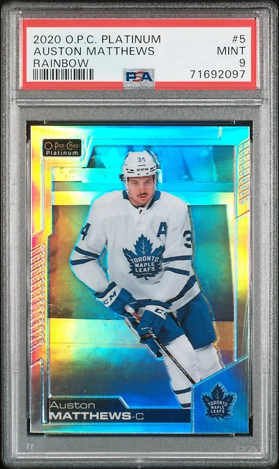 2020 O-pee-chee Platinum 5 Auston Matthews Rainbow PSA 9