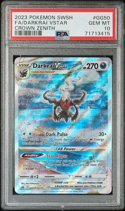 2023 Pokemon Sword And Shield Crown Zenith Gg50 Full Art/darkrai Vstar PSA