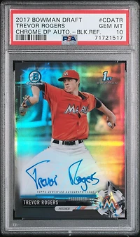 2017 Bowman Draft Chrome Draft Picks Autographs Cdatr Trevor Rogers Black Refractor PSA 10
