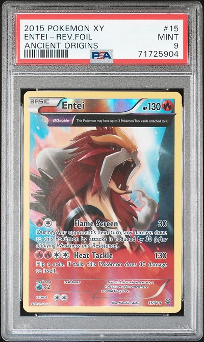 2015 Pokemon Xy Ancient Origins 15 Entei-reverse Foil PSA 9